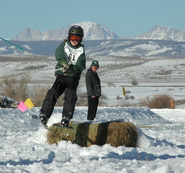 Makes the Jump. Photo by Clint Gilchrist, Pinedale Online.