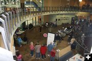 Packed Lobby. Photo by Pam McCulloch, Pinedale Online.