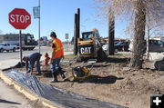 Preparing the site. Photo by Dawn Ballou, Pinedale Online.