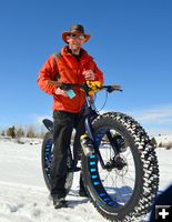 Jason is everywhere with his Fat Tire Bike. Photo by Terry Allen.